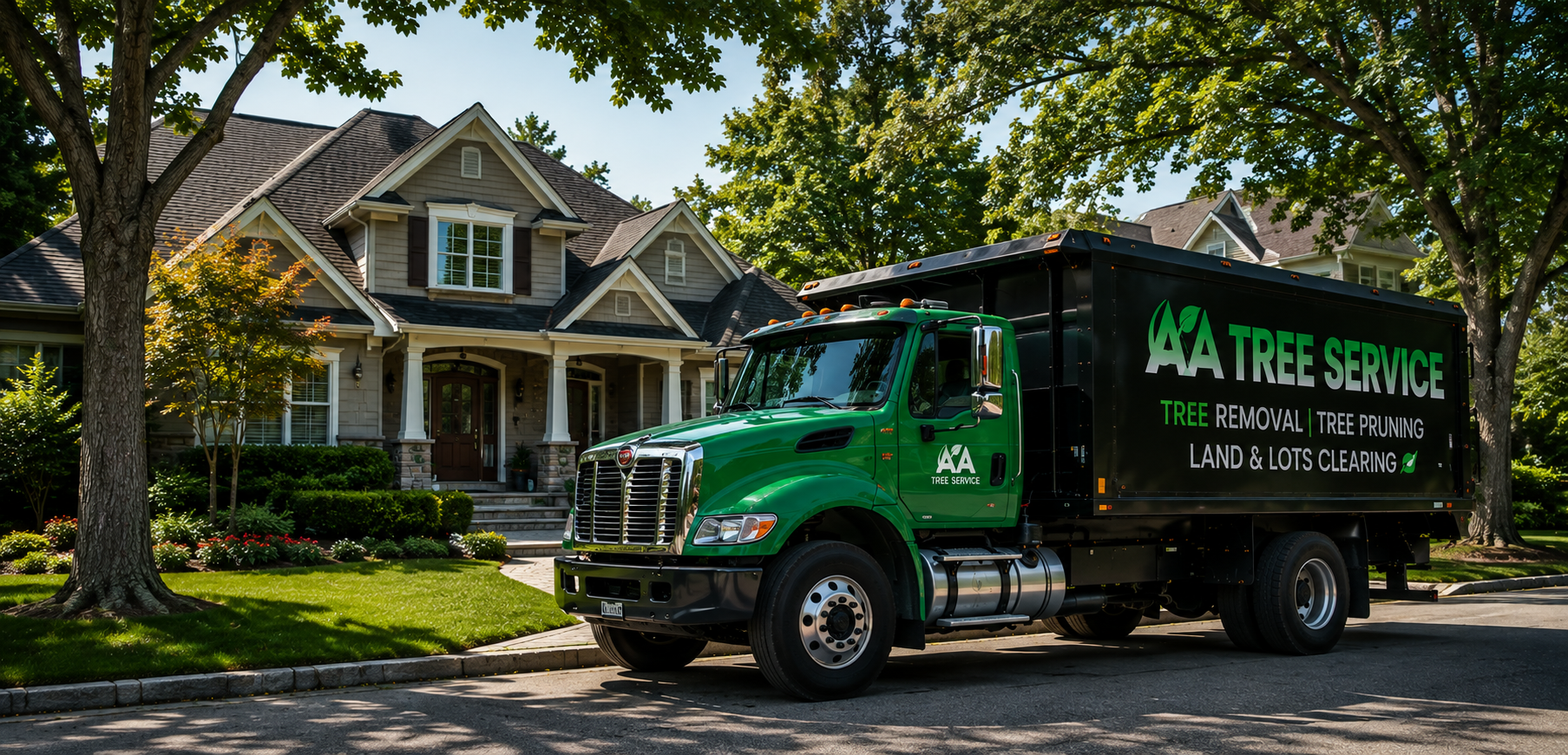 AA Tree Service truck on a job in Massachusetts