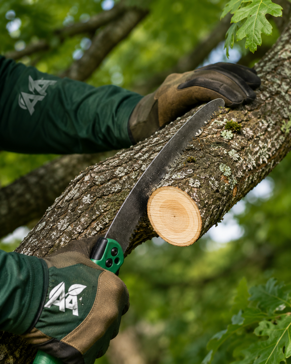 Close-up of a clean pruning cut made just outside the branch collar